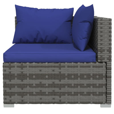 9 Piece Garden Lounge Set with Cushions Poly Rattan Grey Payday Deals