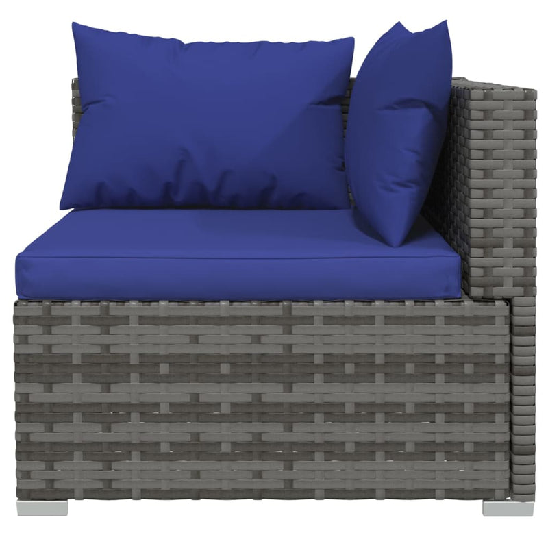 9 Piece Garden Lounge Set with Cushions Poly Rattan Grey Payday Deals