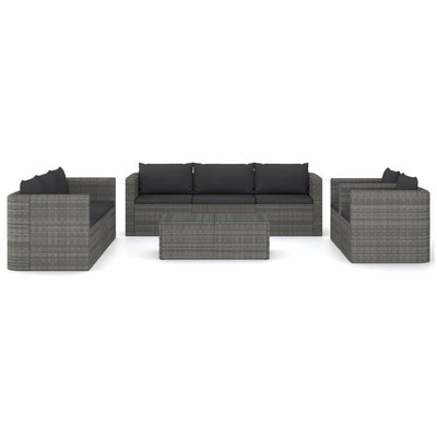 9 Piece Garden Lounge Set with Cushions Poly Rattan Grey Payday Deals