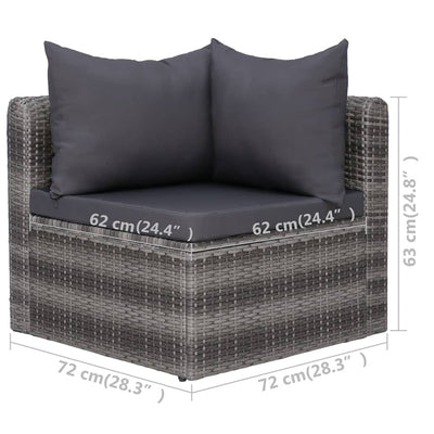 9 Piece Garden Lounge Set with Cushions Poly Rattan Grey Payday Deals
