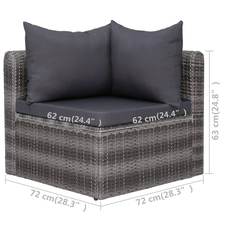 9 Piece Garden Lounge Set with Cushions Poly Rattan Grey Payday Deals