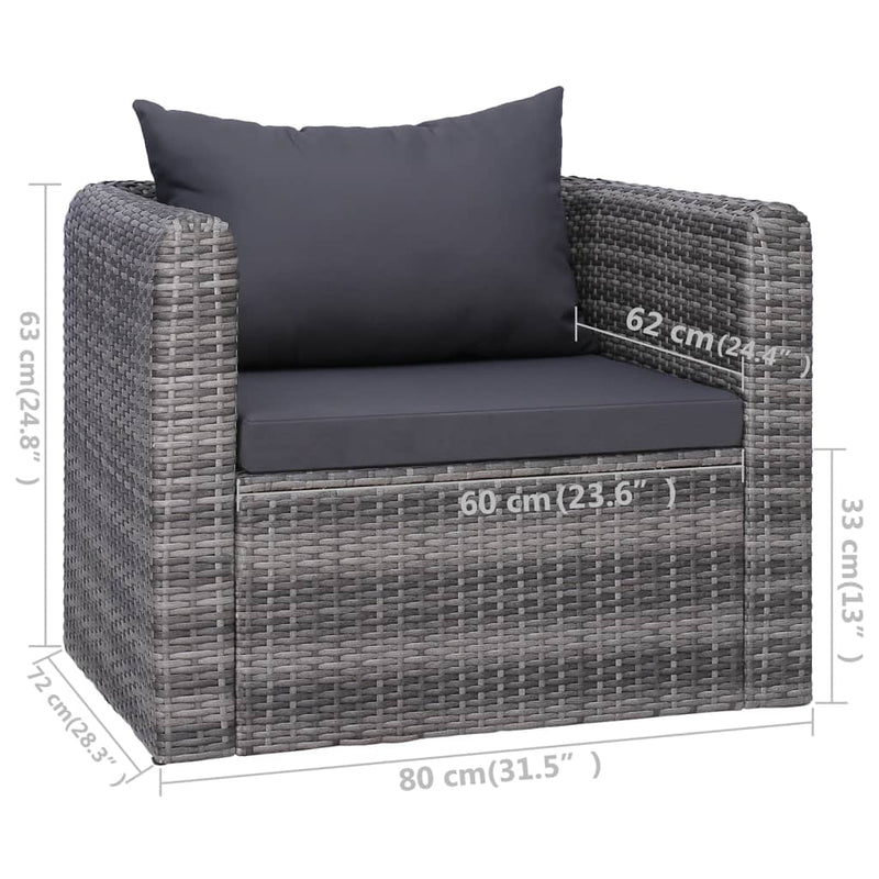 9 Piece Garden Lounge Set with Cushions Poly Rattan Grey Payday Deals
