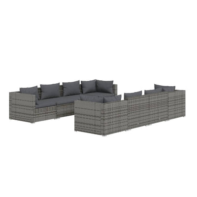 9 Piece Garden Lounge Set with Cushions Poly Rattan Grey Payday Deals