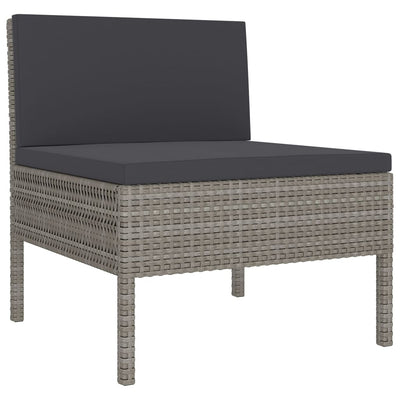 9 Piece Garden Lounge Set with Cushions Poly Rattan Grey Payday Deals