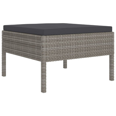 9 Piece Garden Lounge Set with Cushions Poly Rattan Grey Payday Deals