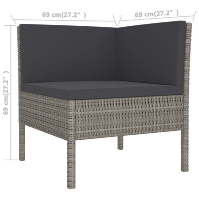 9 Piece Garden Lounge Set with Cushions Poly Rattan Grey Payday Deals