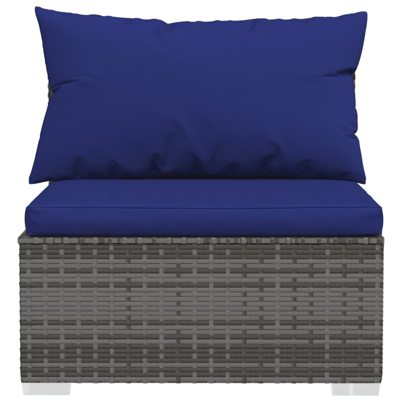 9 Piece Garden Lounge Set with Cushions Poly Rattan Grey Payday Deals