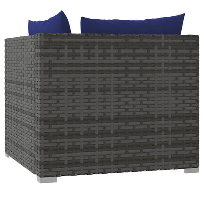 9 Piece Garden Lounge Set with Cushions Poly Rattan Grey Payday Deals