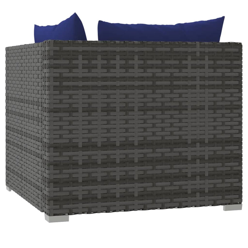 9 Piece Garden Lounge Set with Cushions Poly Rattan Grey Payday Deals