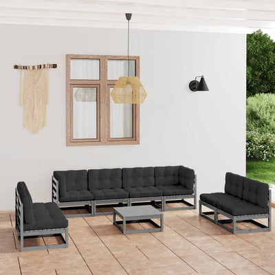 9 Piece Garden Lounge Set with Cushions Solid Pinewood Payday Deals