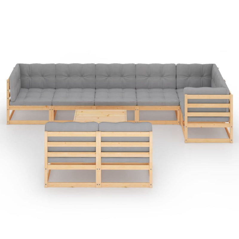 9 Piece Garden Lounge Set with Cushions Solid Pinewood Payday Deals