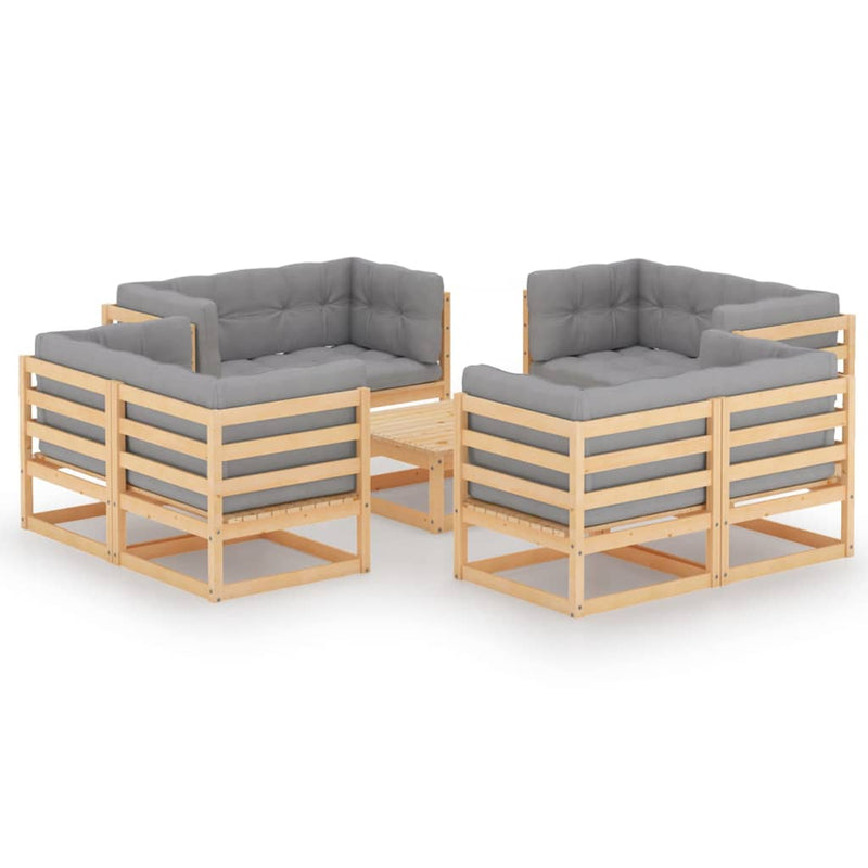 9 Piece Garden Lounge Set with Cushions Solid Pinewood Payday Deals