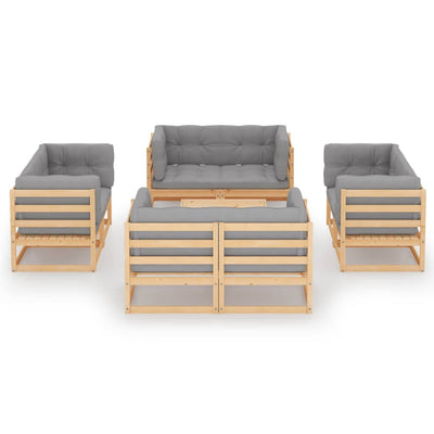 9 Piece Garden Lounge Set with Cushions Solid Pinewood Payday Deals
