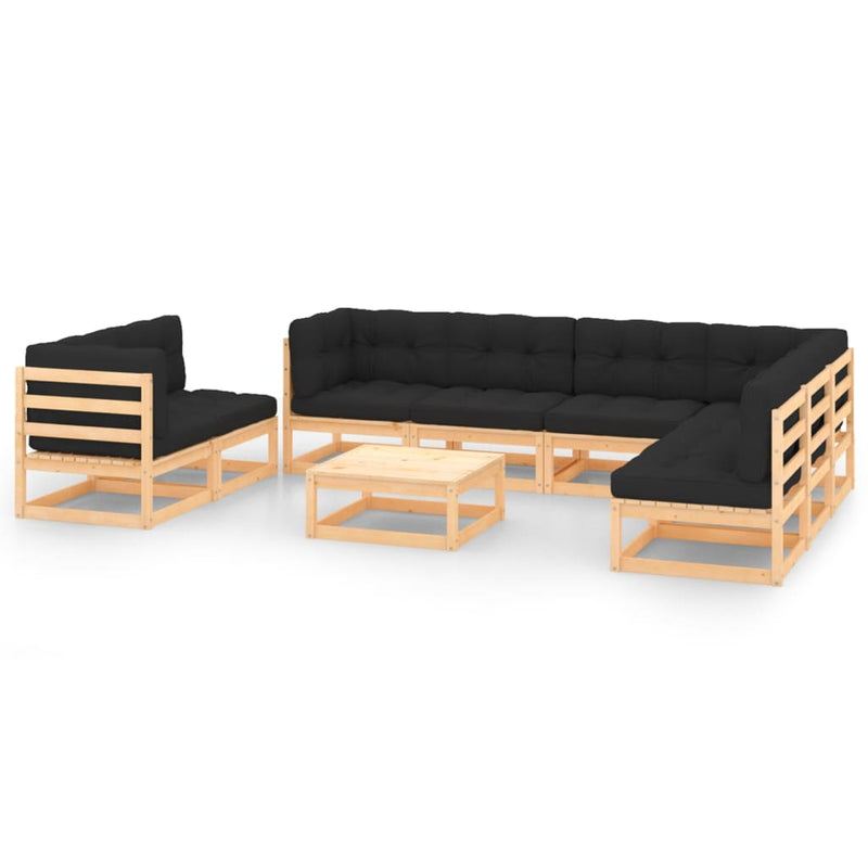 9 Piece Garden Lounge Set with Cushions Solid Pinewood Payday Deals