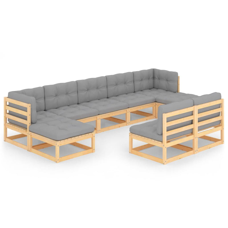 9 Piece Garden Lounge Set with Cushions Solid Pinewood Payday Deals