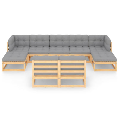 9 Piece Garden Lounge Set with Cushions Solid Pinewood Payday Deals