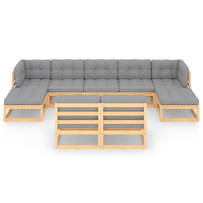 9 Piece Garden Lounge Set with Cushions Solid Pinewood Payday Deals