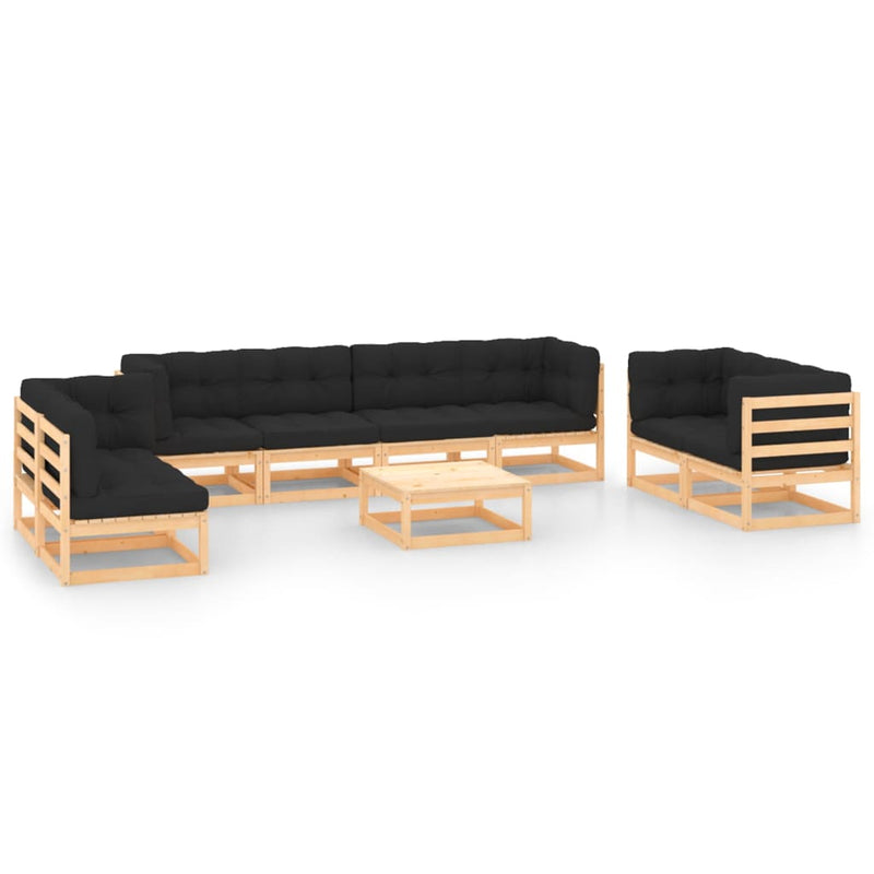 9 Piece Garden Lounge Set with Cushions Solid Pinewood Payday Deals