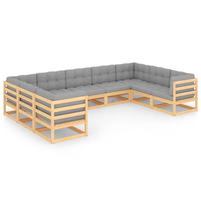 9 Piece Garden Lounge Set with Cushions Solid Pinewood Payday Deals