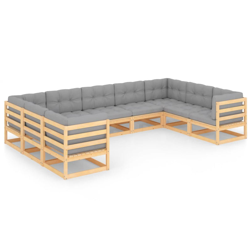 9 Piece Garden Lounge Set with Cushions Solid Pinewood Payday Deals