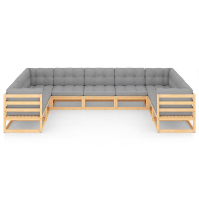 9 Piece Garden Lounge Set with Cushions Solid Pinewood Payday Deals