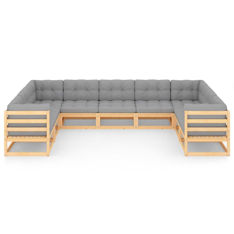 9 Piece Garden Lounge Set with Cushions Solid Pinewood Payday Deals