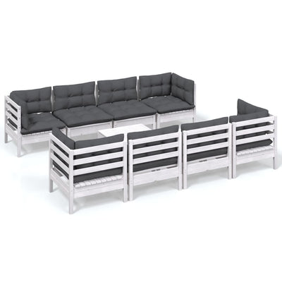 9 Piece Garden Lounge Set with Cushions Solid Pinewood Payday Deals