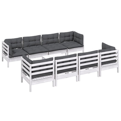 9 Piece Garden Lounge Set with Cushions Solid Pinewood Payday Deals