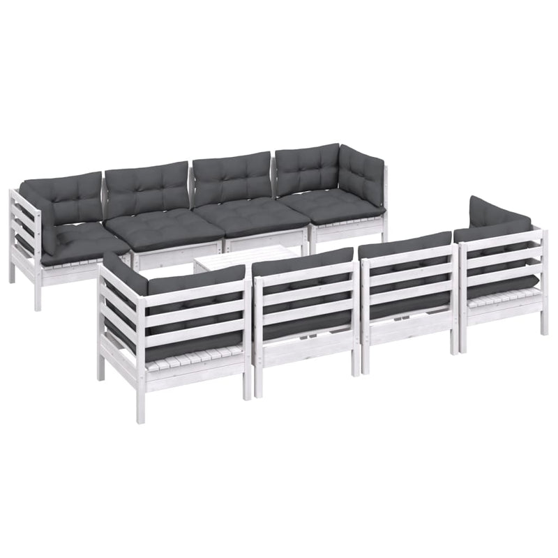 9 Piece Garden Lounge Set with Cushions Solid Pinewood Payday Deals