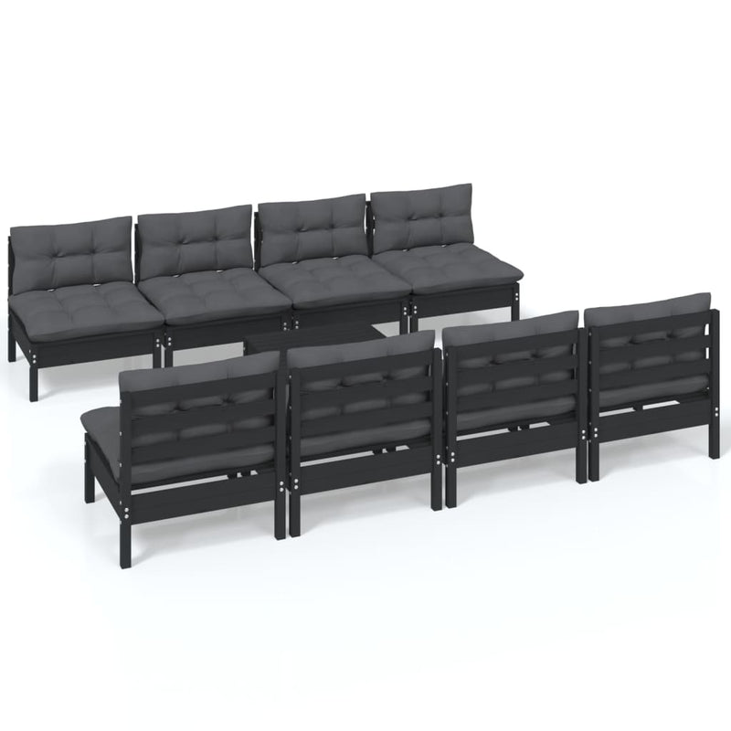 9 Piece Garden Lounge Set with Cushions Solid Pinewood Payday Deals