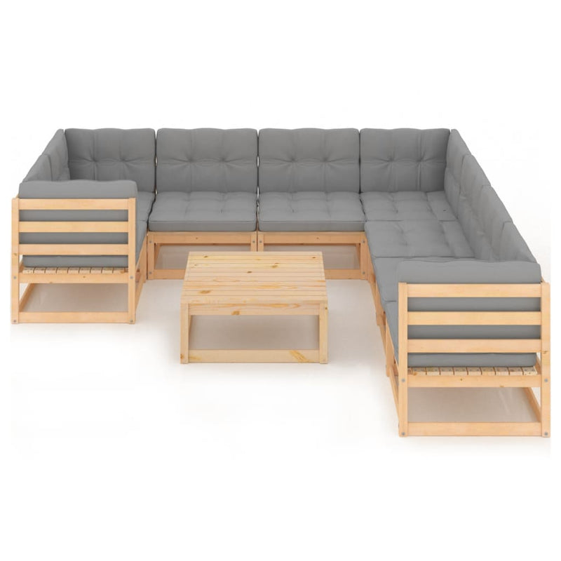 9 Piece Garden Lounge Set with Cushions Solid Pinewood Payday Deals