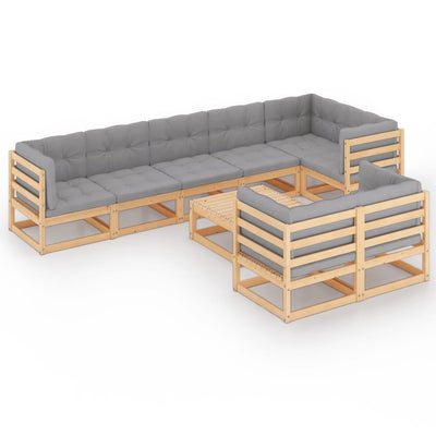 9 Piece Garden Lounge Set with Cushions Solid Pinewood Payday Deals