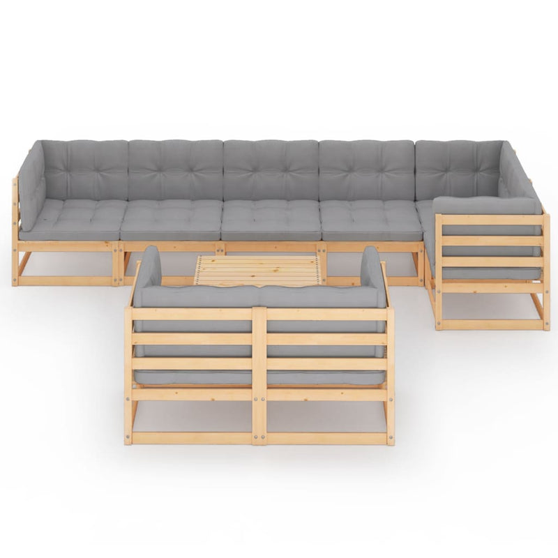 9 Piece Garden Lounge Set with Cushions Solid Pinewood Payday Deals