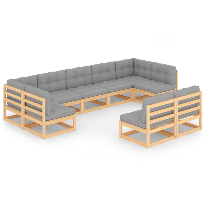 9 Piece Garden Lounge Set with Cushions Solid Pinewood Payday Deals