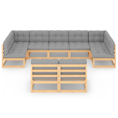 9 Piece Garden Lounge Set with Cushions Solid Pinewood Payday Deals