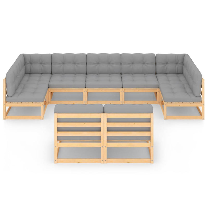 9 Piece Garden Lounge Set with Cushions Solid Pinewood Payday Deals