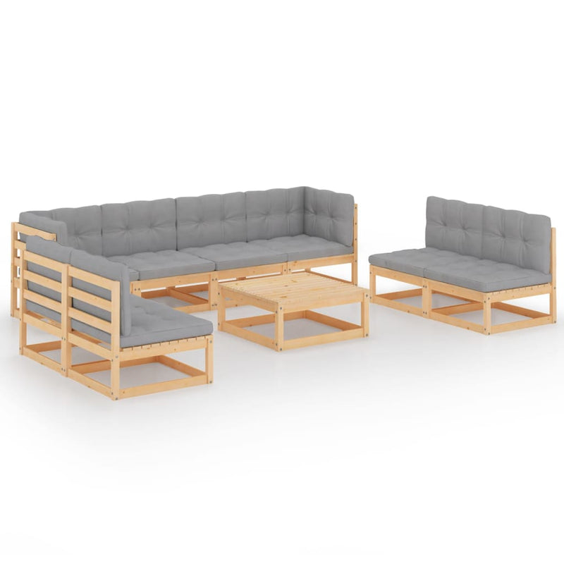 9 Piece Garden Lounge Set with Cushions Solid Pinewood Payday Deals