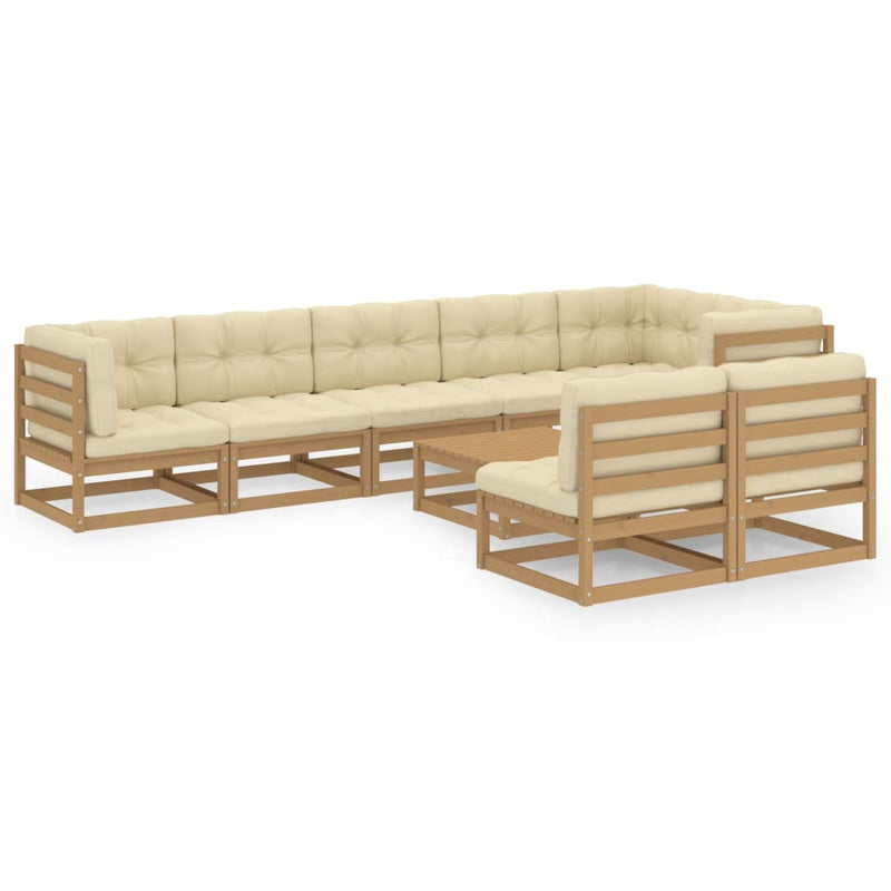 9 Piece Garden Lounge Set with Cushions Solid Pinewood Payday Deals