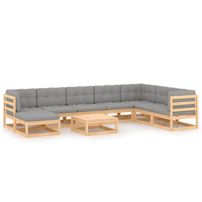 9 Piece Garden Lounge Set with Cushions Solid Pinewood Payday Deals