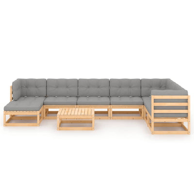 9 Piece Garden Lounge Set with Cushions Solid Pinewood Payday Deals