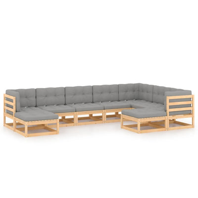 9 Piece Garden Lounge Set with Cushions Solid Pinewood Payday Deals