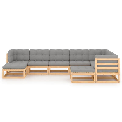 9 Piece Garden Lounge Set with Cushions Solid Pinewood Payday Deals