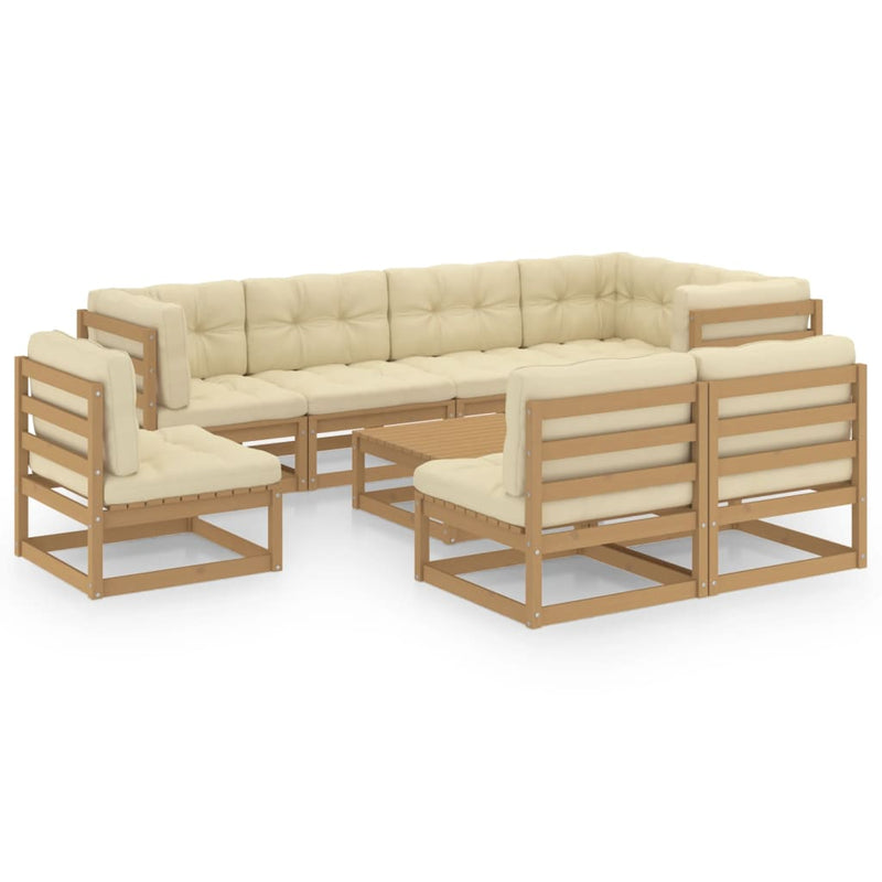9 Piece Garden Lounge Set with Cushions Solid Pinewood Payday Deals