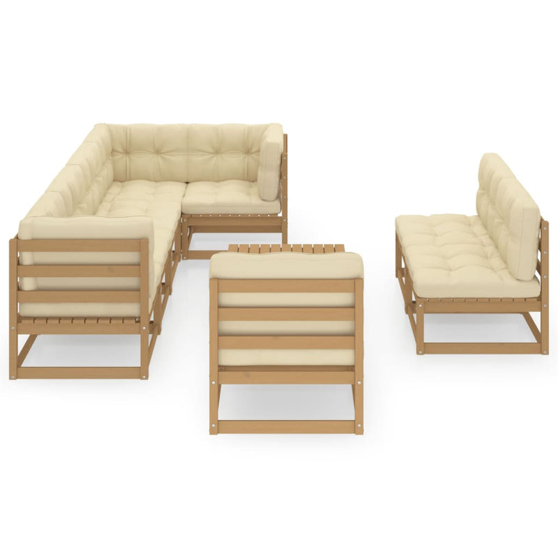 9 Piece Garden Lounge Set with Cushions Solid Pinewood Payday Deals