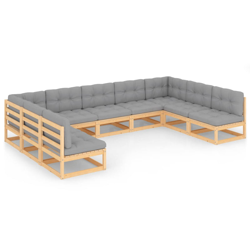 9 Piece Garden Lounge Set with Cushions Solid Pinewood Payday Deals