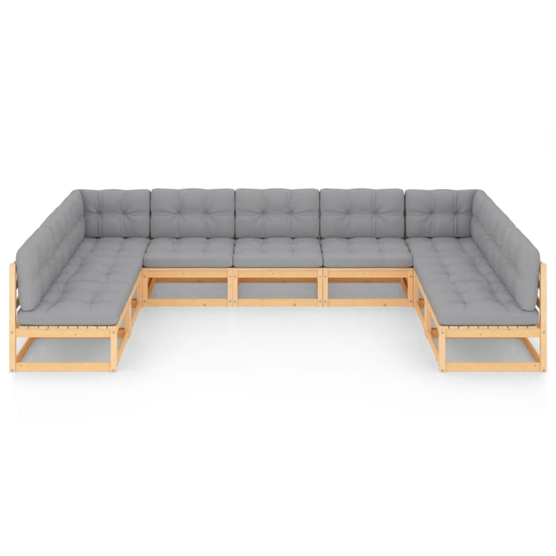 9 Piece Garden Lounge Set with Cushions Solid Pinewood Payday Deals