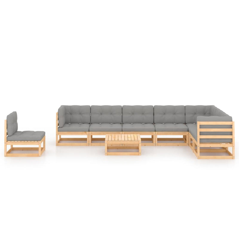 9 Piece Garden Lounge Set with Cushions Solid Pinewood Payday Deals