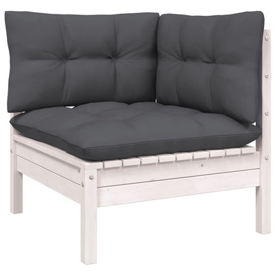 9 Piece Garden Lounge Set with Cushions White Pinewood Payday Deals