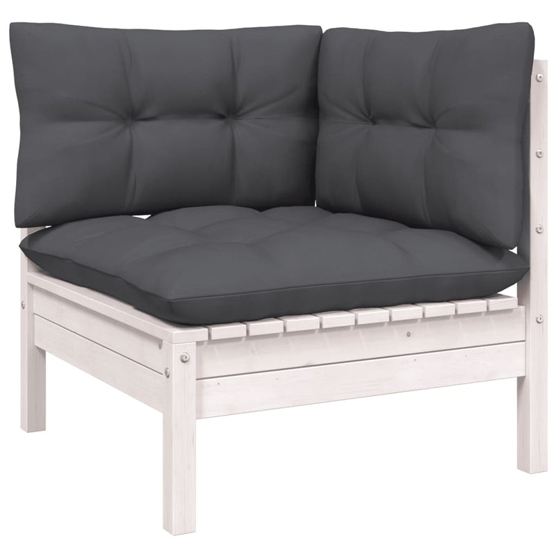 9 Piece Garden Lounge Set with Cushions White Pinewood Payday Deals