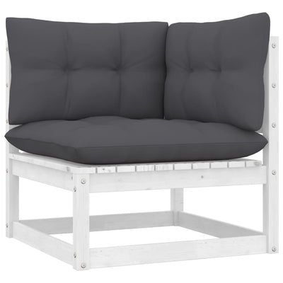 9 Piece Garden Lounge Set with Cushions White Solid Pinewood Payday Deals